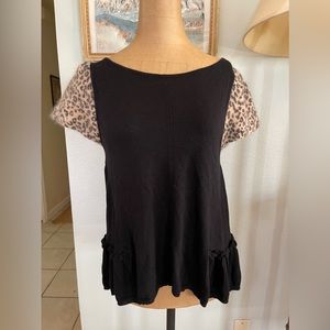Anthropologie by LeifDottier Leopard Wool Blend Top Size M
